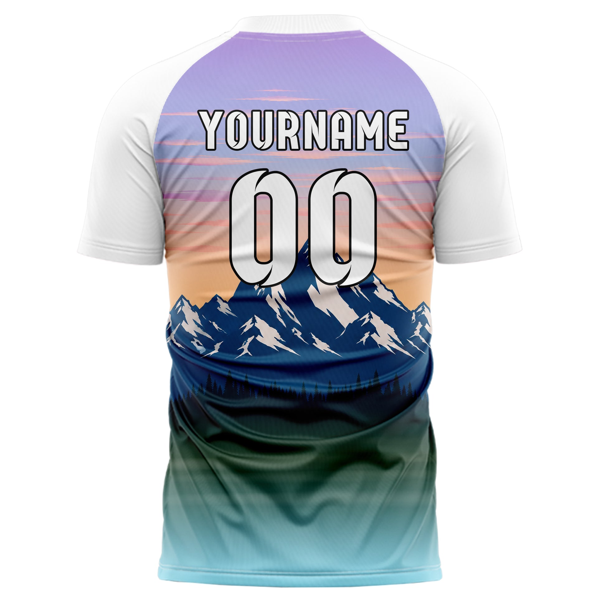 Hellblau Rocky Mountains Skyline Design 15-0364 individuelles Fußballtrikot back