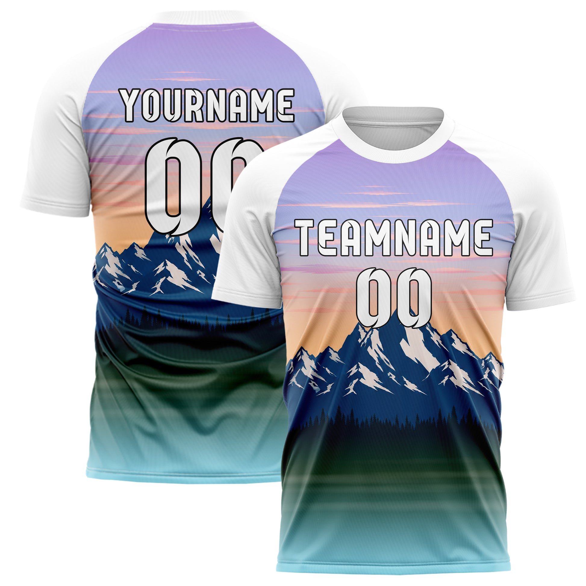 Hellblau Rocky Mountains Skyline Design 15-0364 individuelles Fußballtrikot main