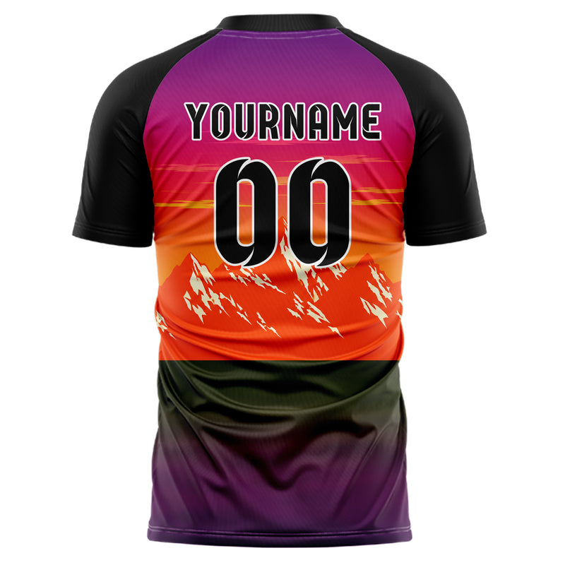 Orange Rocky Mountains Skyline Design 15-0362 individuelles Fußballtrikot back