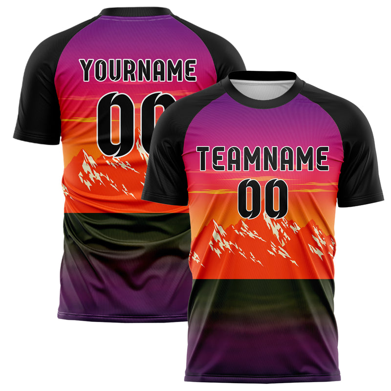Orange Rocky Mountains Skyline Design 15-0362 individuelles Fußballtrikot main