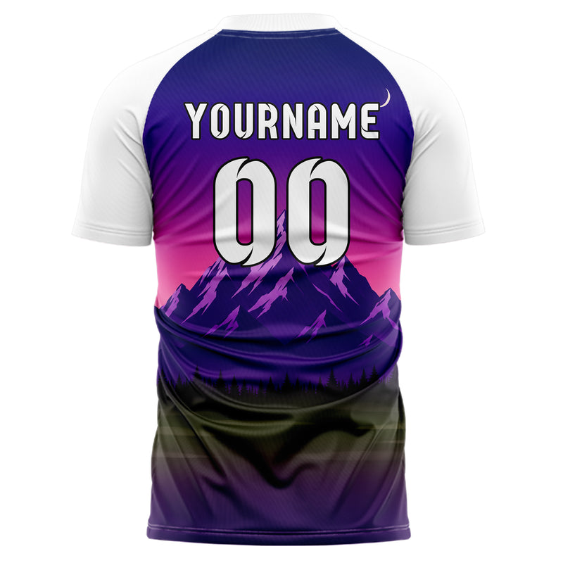 Lila Rocky Mountains Skyline Design 15-0366 individuelles Fußballtrikot back