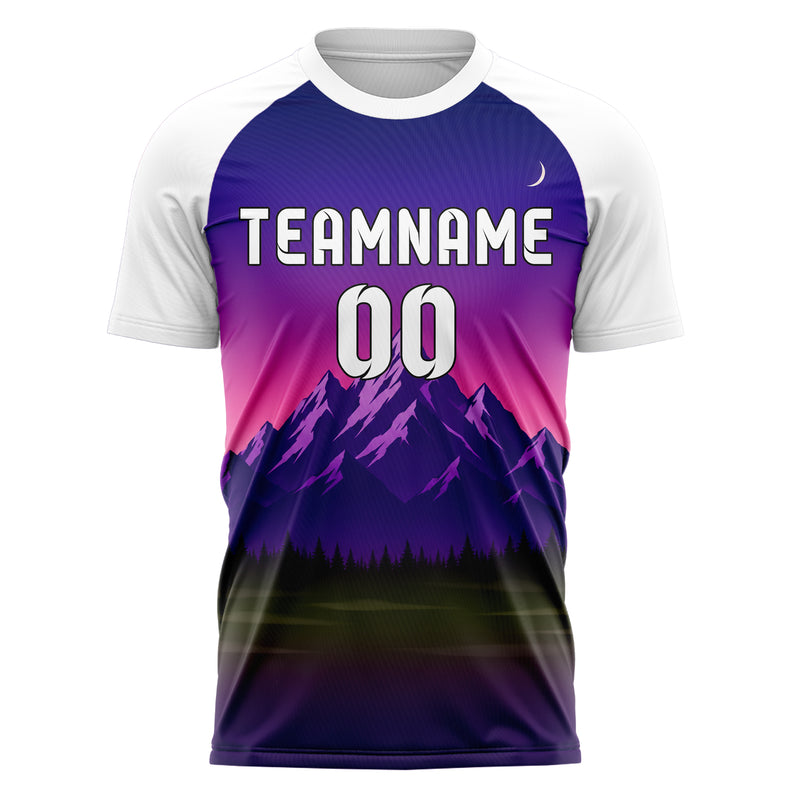 Lila Rocky Mountains Skyline Design 15-0366 individuelles Fußballtrikot front