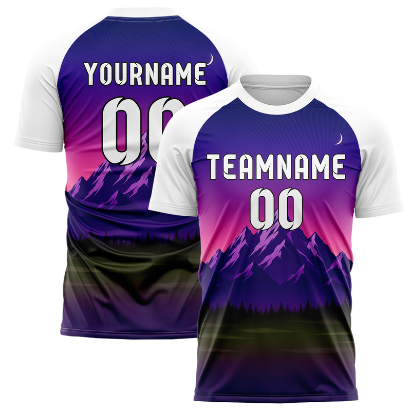 Lila Rocky Mountains Skyline Design 15-0366 individuelles Fußballtrikot main