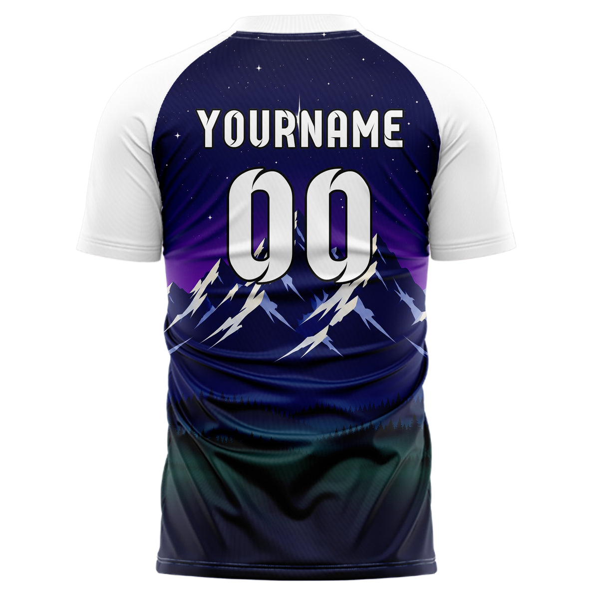 Marineblau Rocky Mountains Skyline Design 15-0369 individuelles Fußballtrikot back