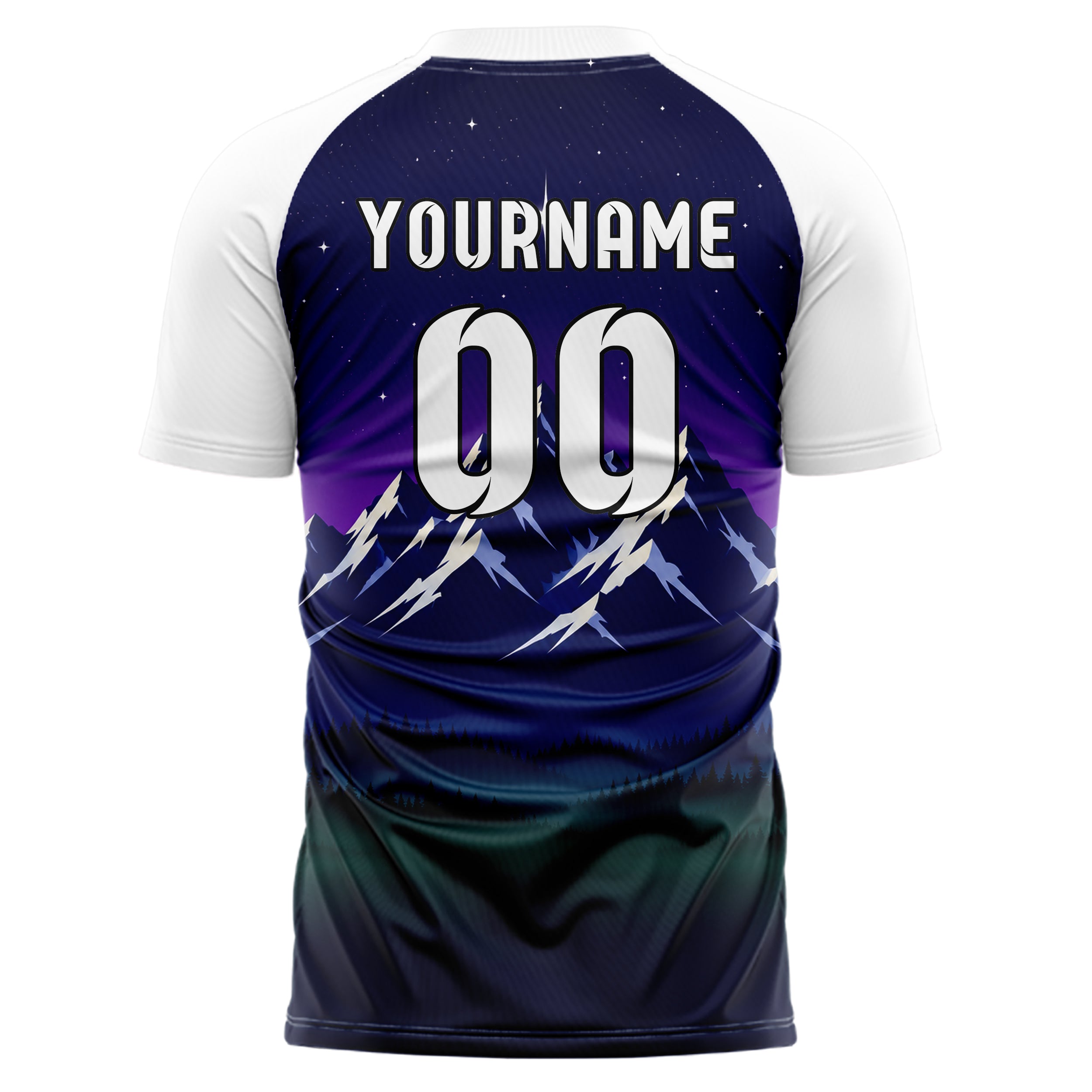 Marineblau Rocky Mountains Skyline Design 15-0369 individuelles Fußballtrikot back