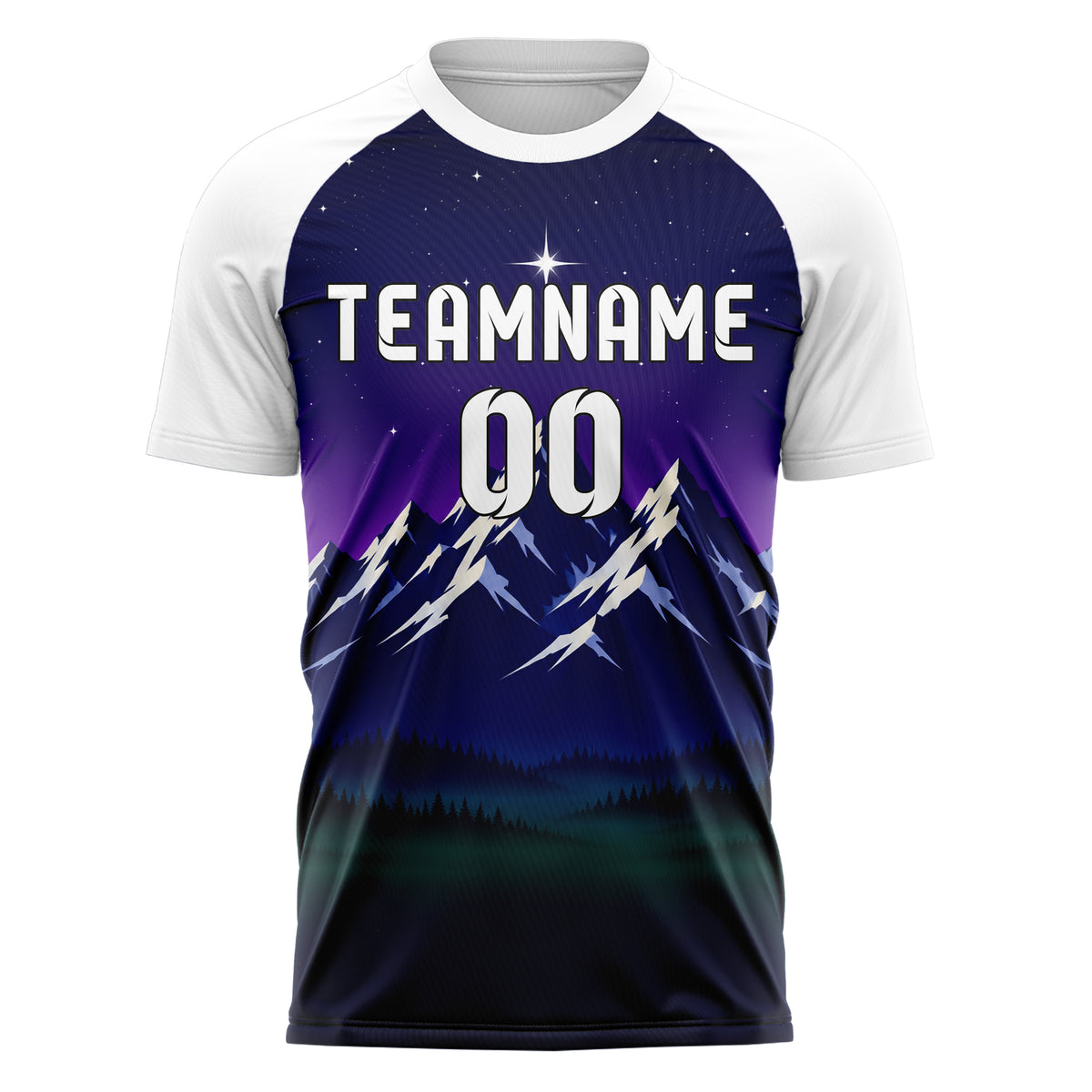 Marineblau Rocky Mountains Skyline Design 15-0369 individuelles Fußballtrikot front