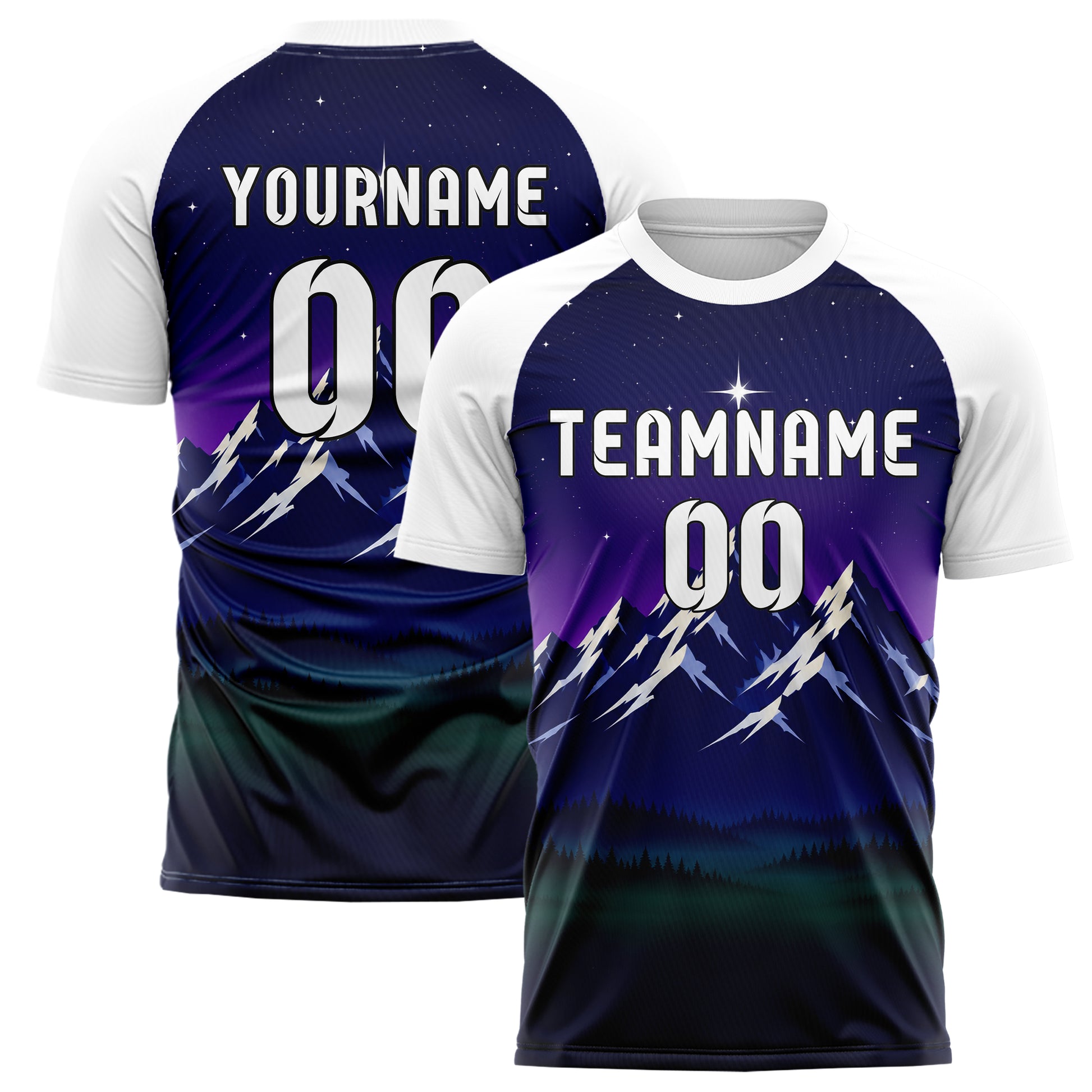 Marineblau Rocky Mountains Skyline Design 15-0369 individuelles Fußballtrikot main