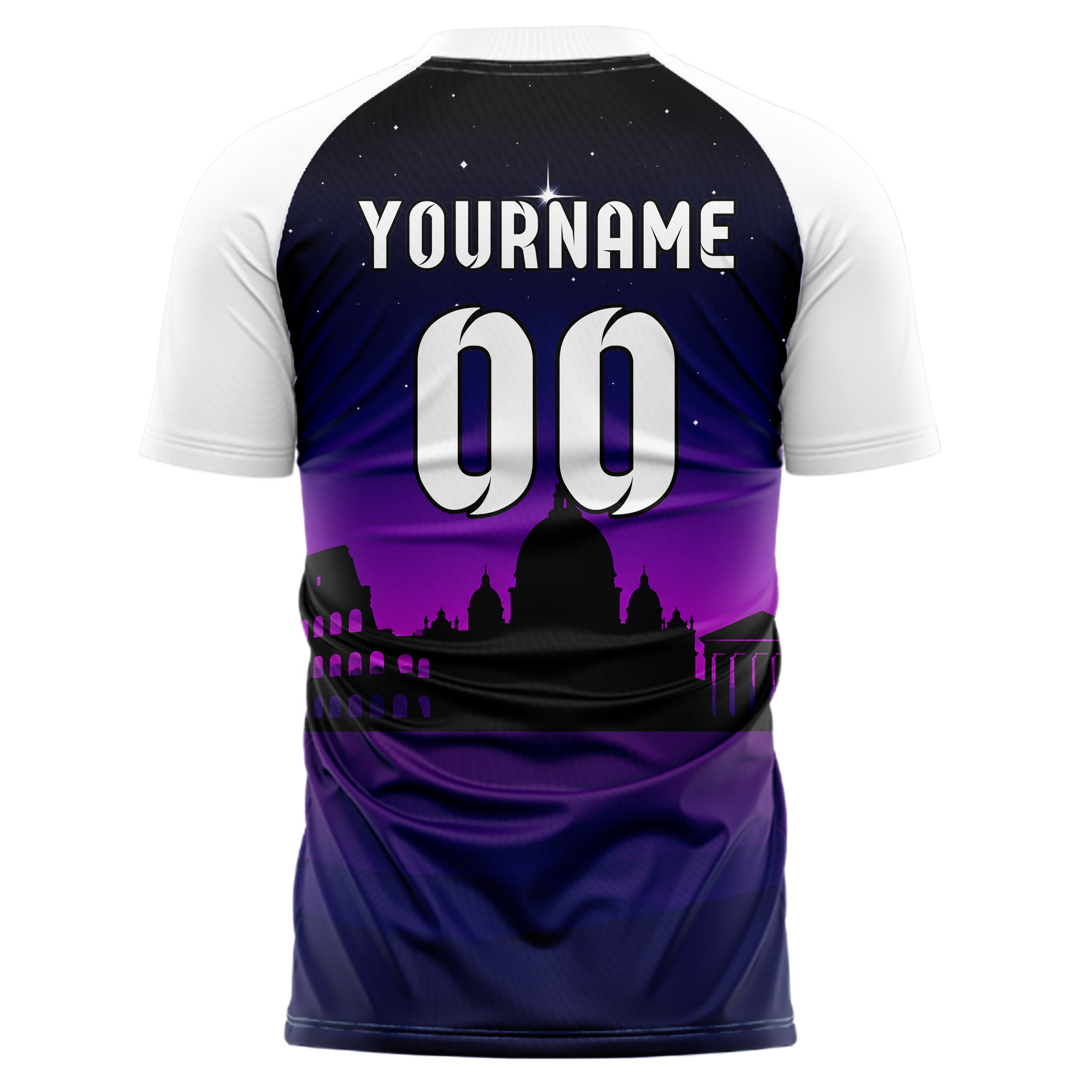 Schwarz Rome Skyline Design 15-0148 individuelles Fußballtrikot back