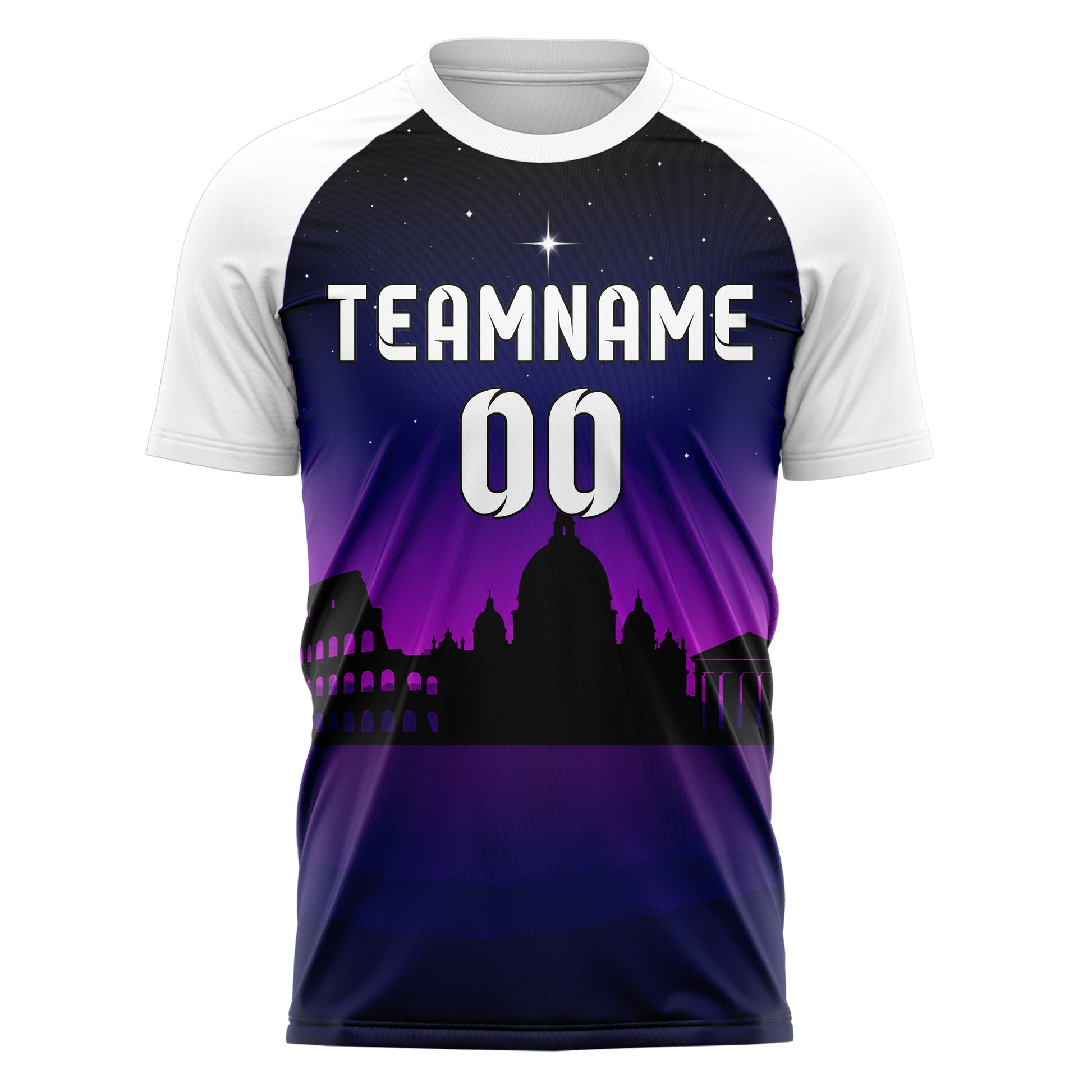 Schwarz Rome Skyline Design 15-0148 individuelles Fußballtrikot front