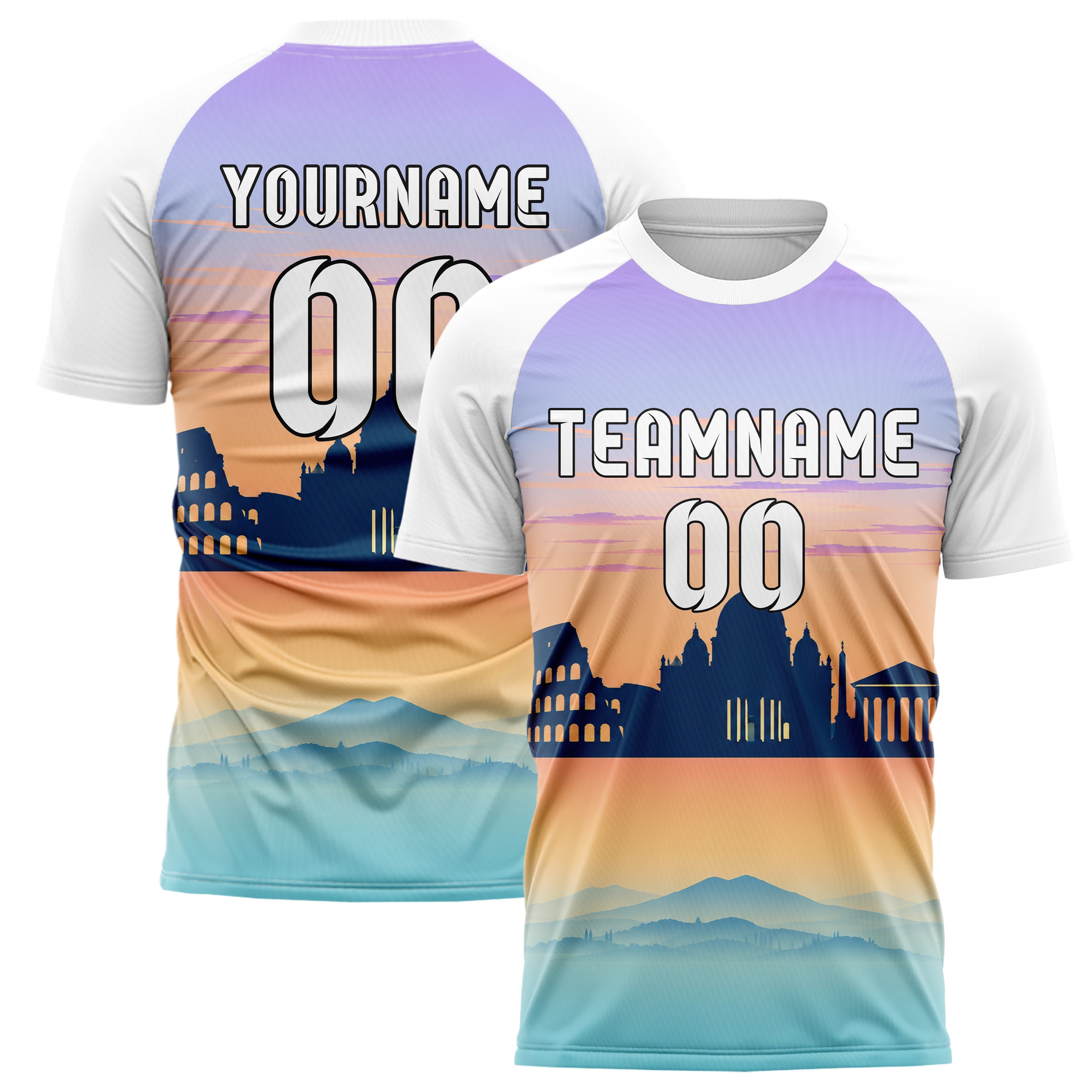 Hellblau Rome Skyline Design 15-0144 individuelles Fußballtrikot main