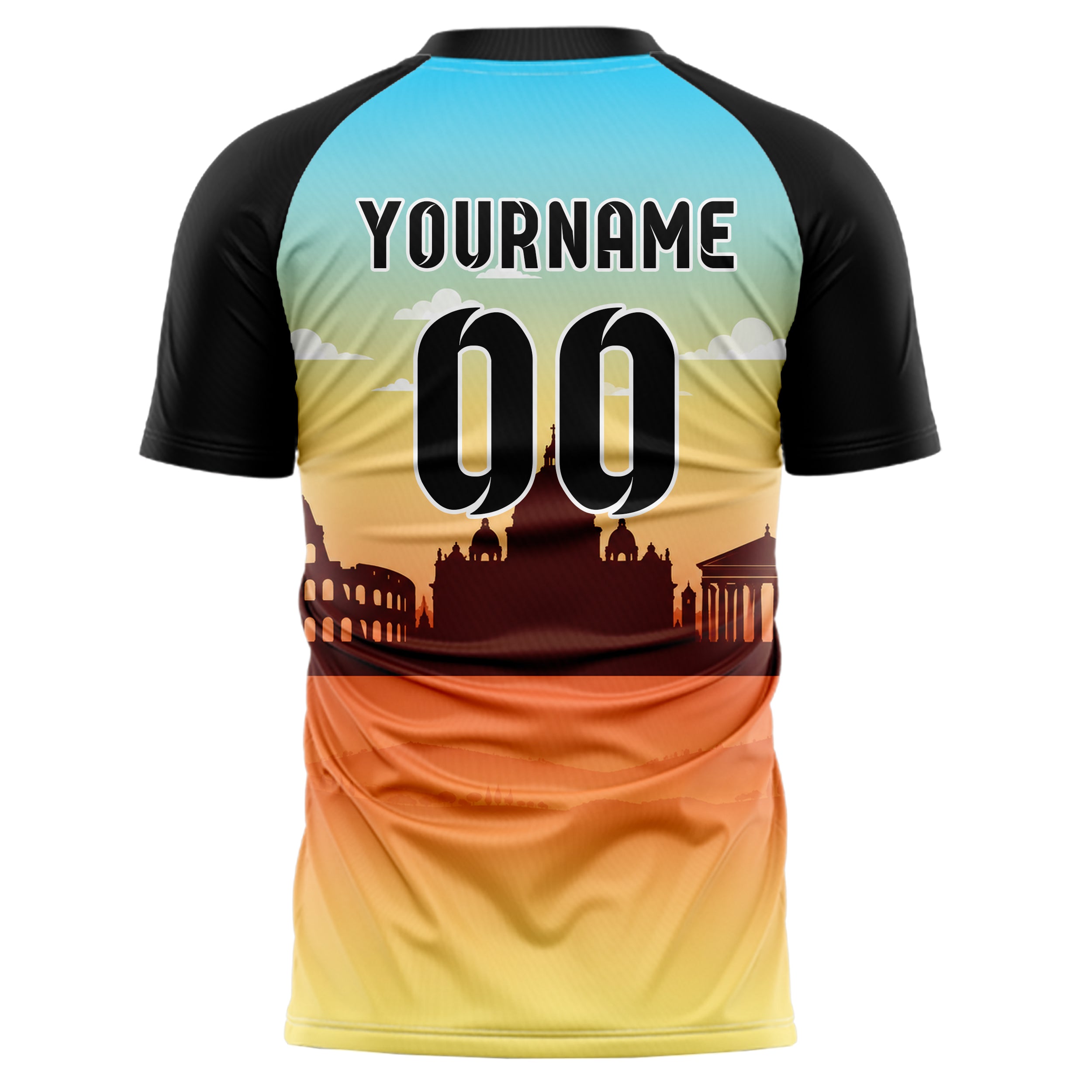 Gelb Rome Skyline Design 15-0145 individuelles Fußballtrikot back