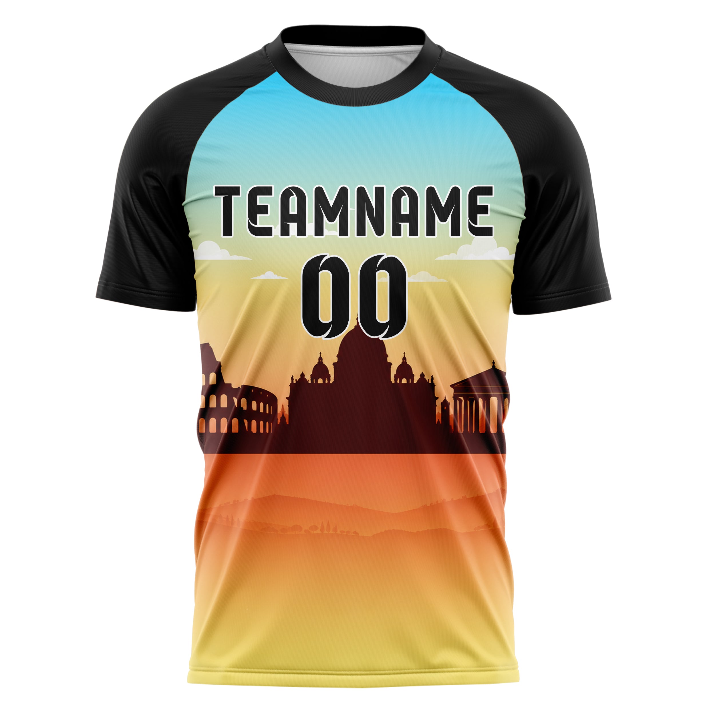 Gelb Rome Skyline Design 15-0145 individuelles Fußballtrikot front