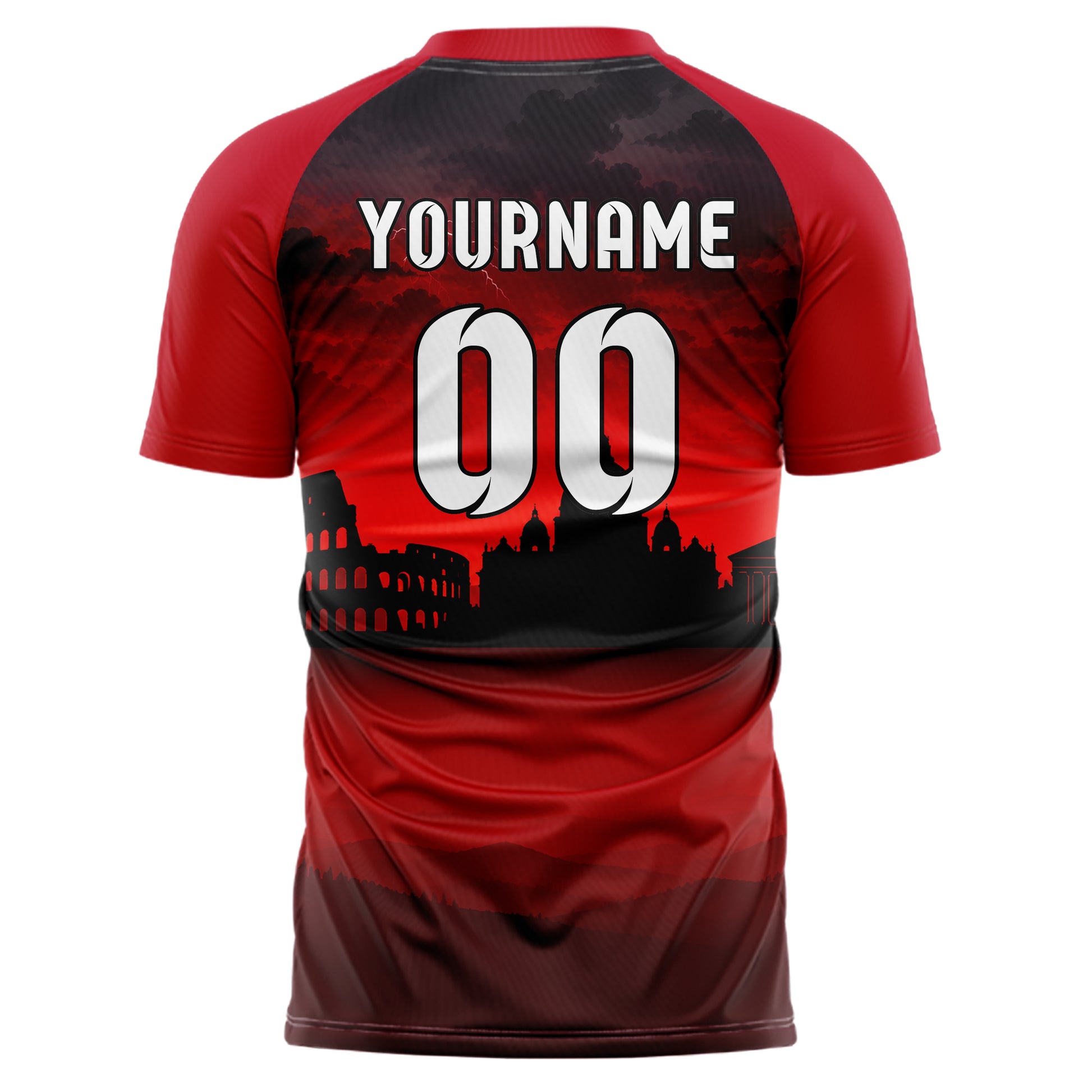 Schwarz Rome Skyline Design 15-0147 individuelles Fußballtrikot back