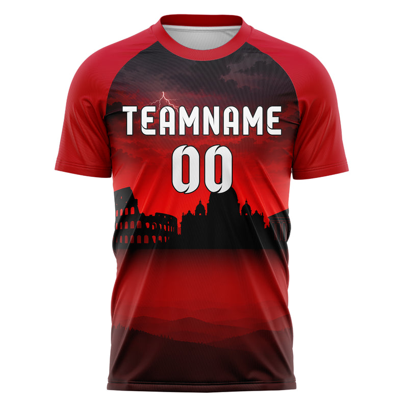Schwarz Rome Skyline Design 15-0147 individuelles Fußballtrikot front