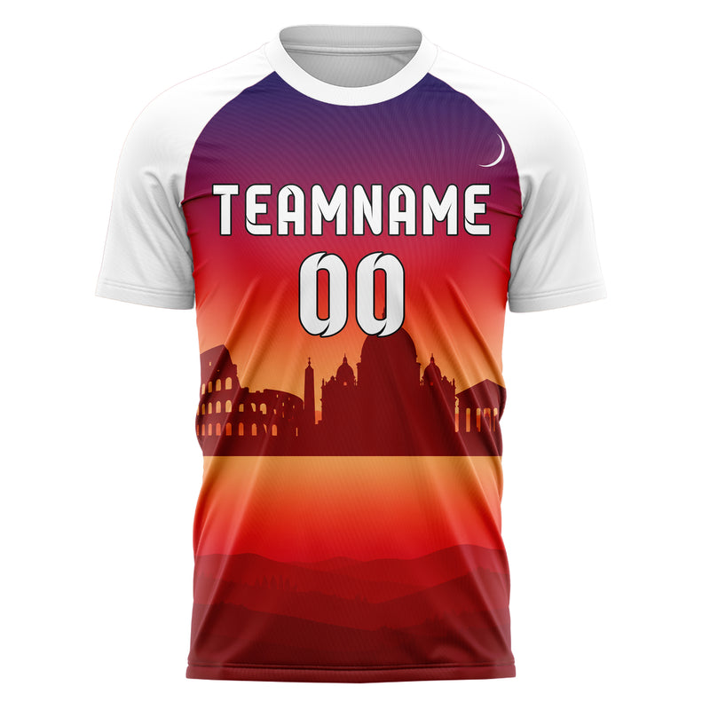 Rot Rome Skyline Design 15-0143 individuelles Fußballtrikot front