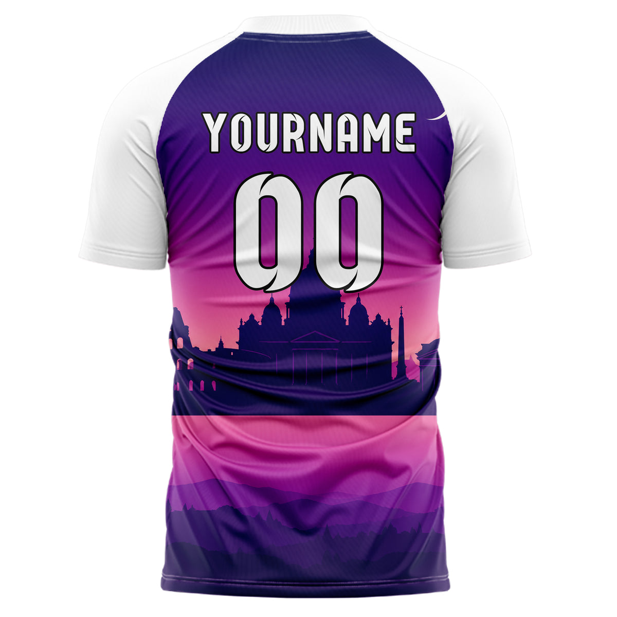 Lila Rome Skyline Design 15-0146 individuelles Fußballtrikot back