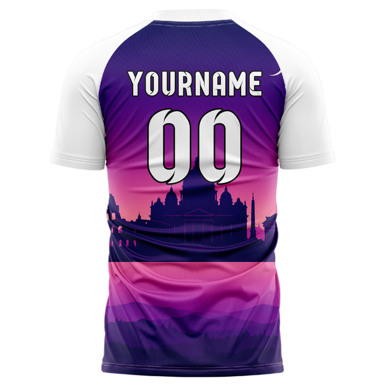 Lila Rome Skyline Design 15-0146 individuelles Fußballtrikot back