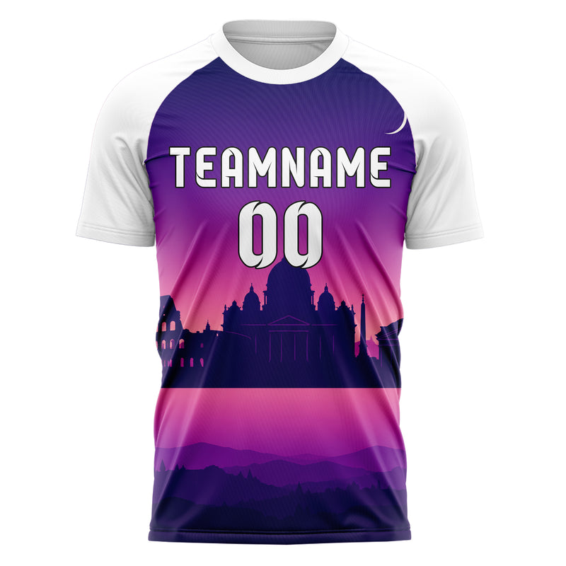 Lila Rome Skyline Design 15-0146 individuelles Fußballtrikot front