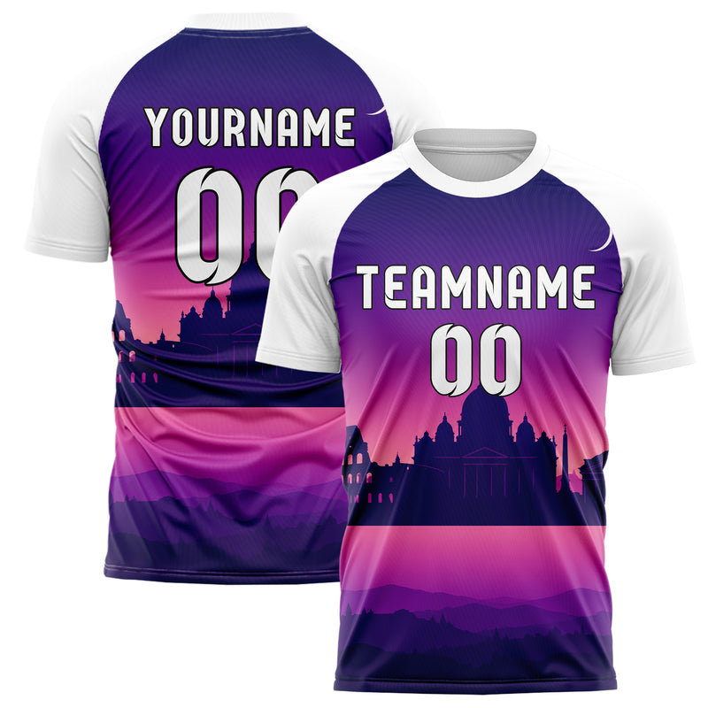Lila Rome Skyline Design 15-0146 individuelles Fußballtrikot main