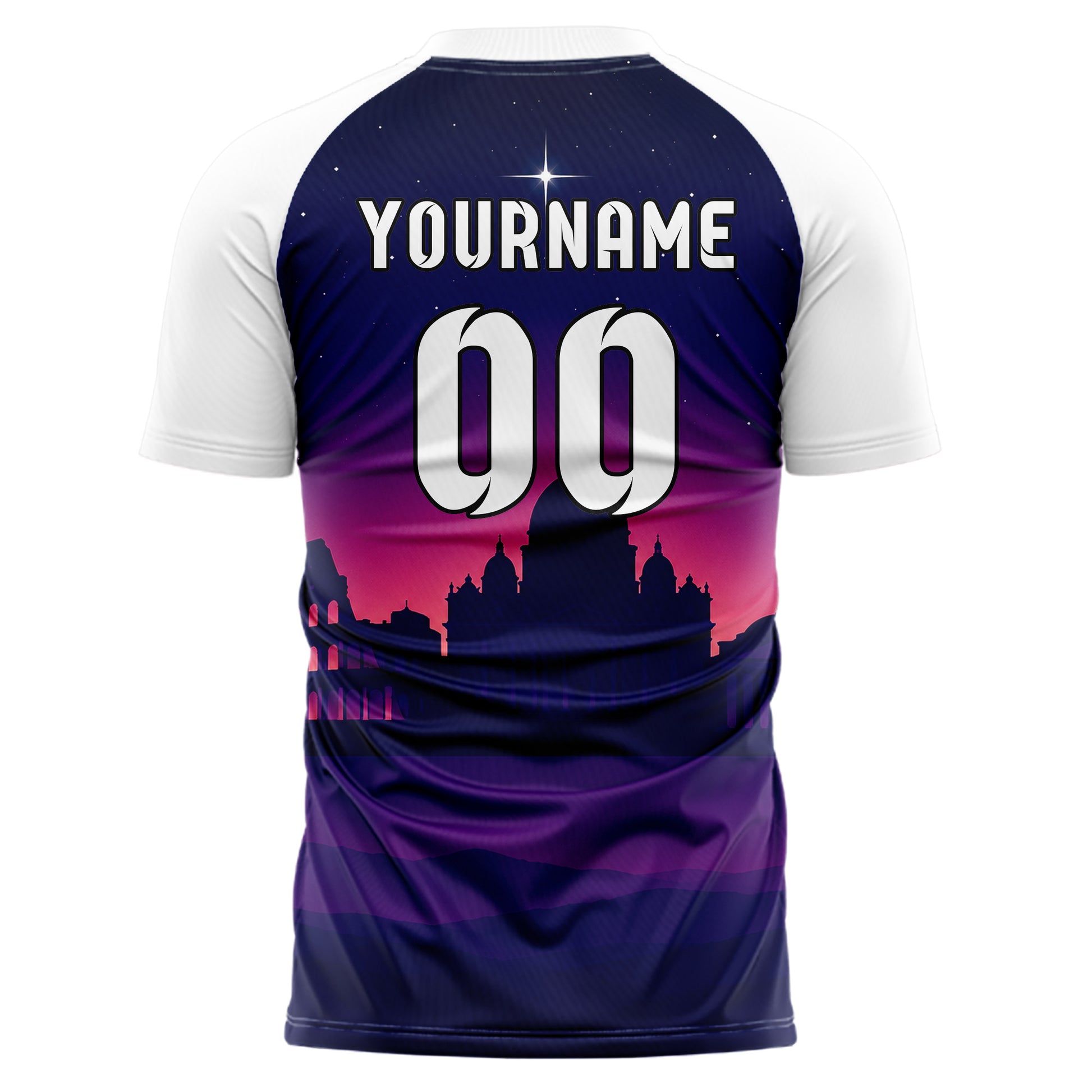 Marineblau Rome Skyline Design 15-0149 individuelles Fußballtrikot back