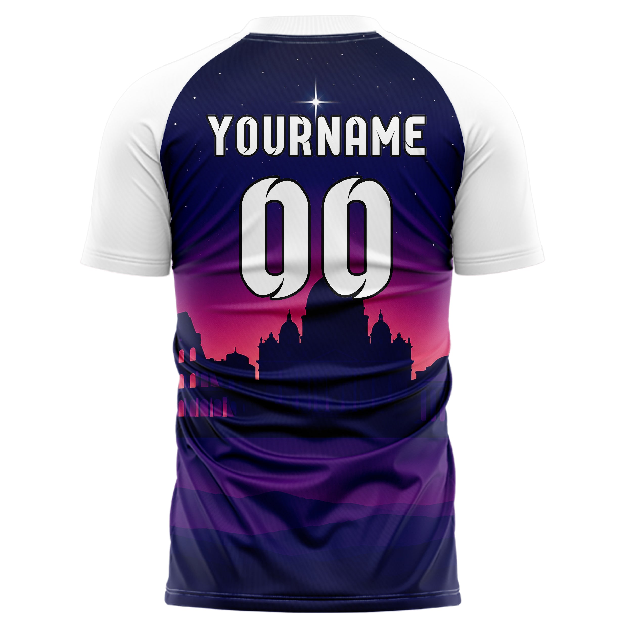 Marineblau Rome Skyline Design 15-0149 individuelles Fußballtrikot back