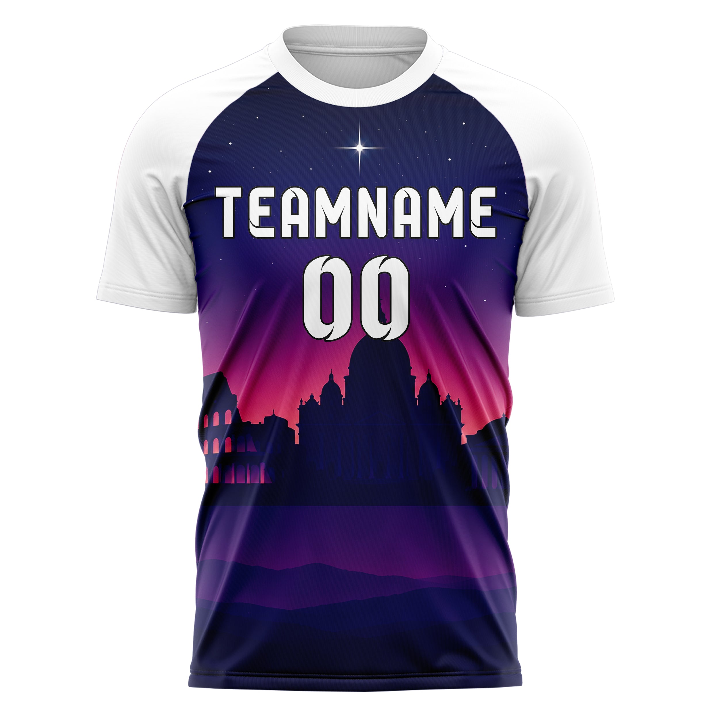 Marineblau Rome Skyline Design 15-0149 individuelles Fußballtrikot front
