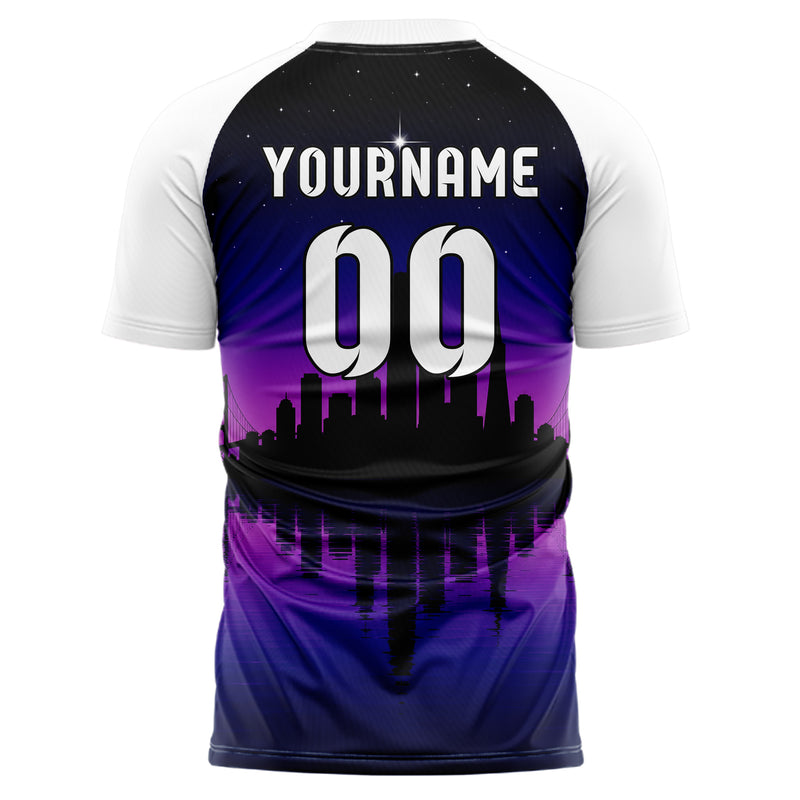 Schwarz San Francisco Skyline Design 15-0048 individuelles Fußballtrikot back