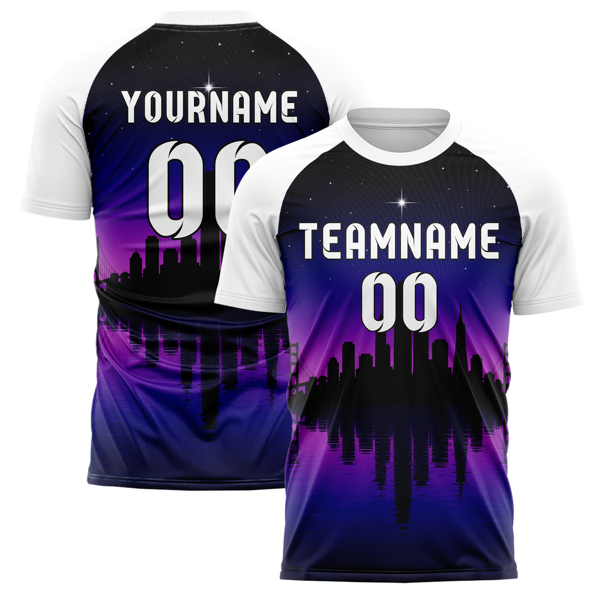 Schwarz San Francisco Skyline Design 15-0048 individuelles Fußballtrikot main