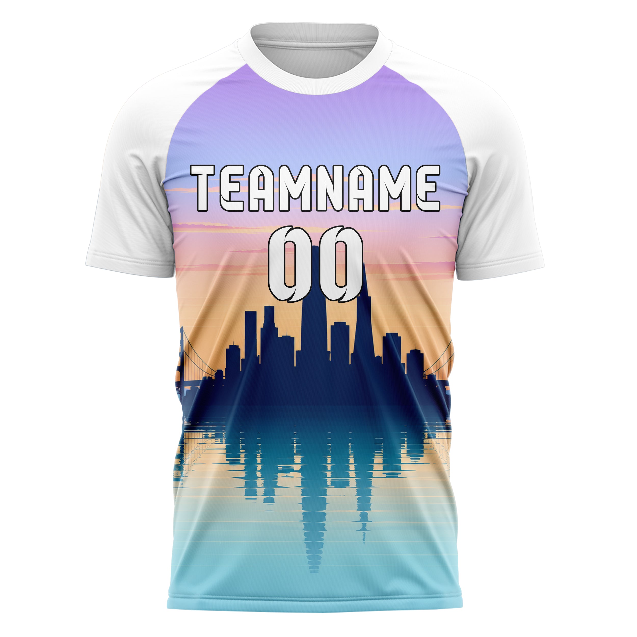 Hellblau San Francisco Skyline Design 15-0044 individuelles Fußballtrikot front