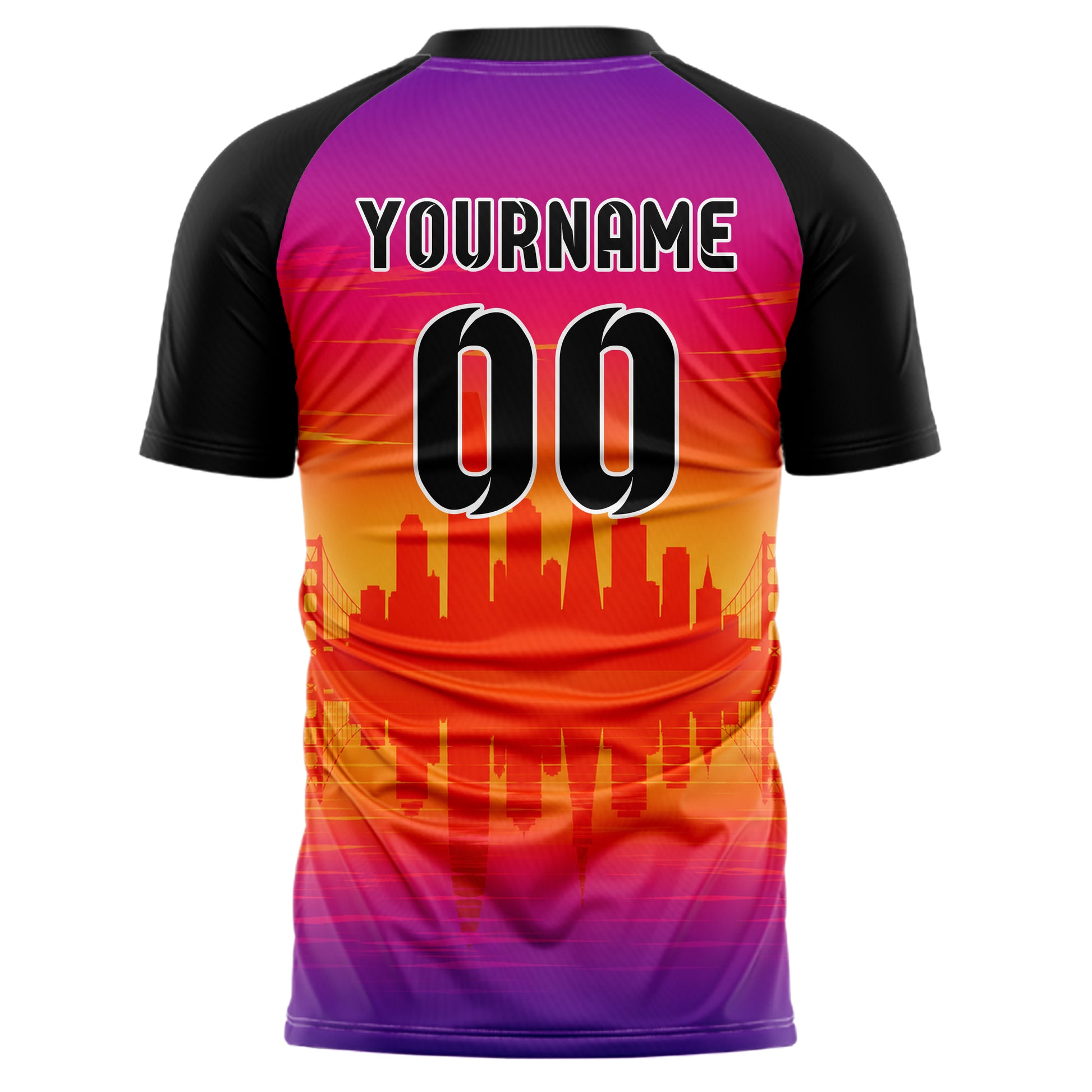Orange San Francisco Skyline Design 15-0042 individuelles Fußballtrikot back