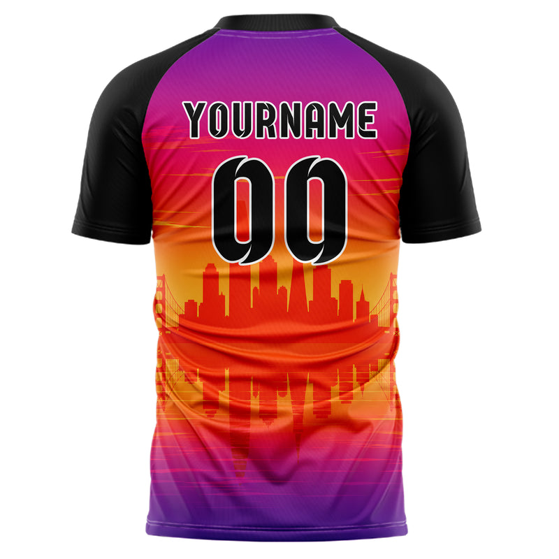 Orange San Francisco Skyline Design 15-0042 individuelles Fußballtrikot back