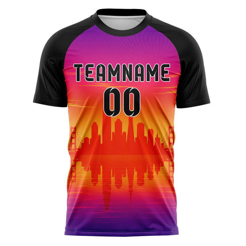 Orange San Francisco Skyline Design 15-0042 individuelles Fußballtrikot front