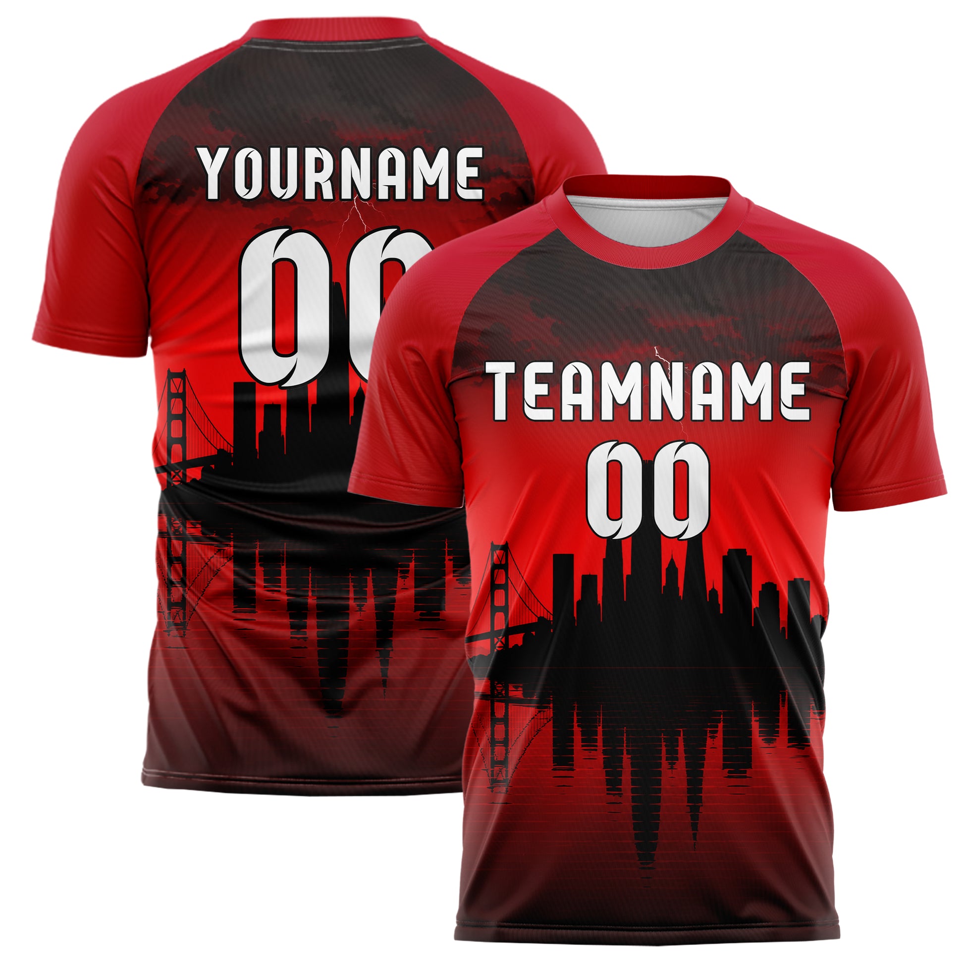 Schwarz San Francisco Skyline Design 15-0047 individuelles Fußballtrikot main