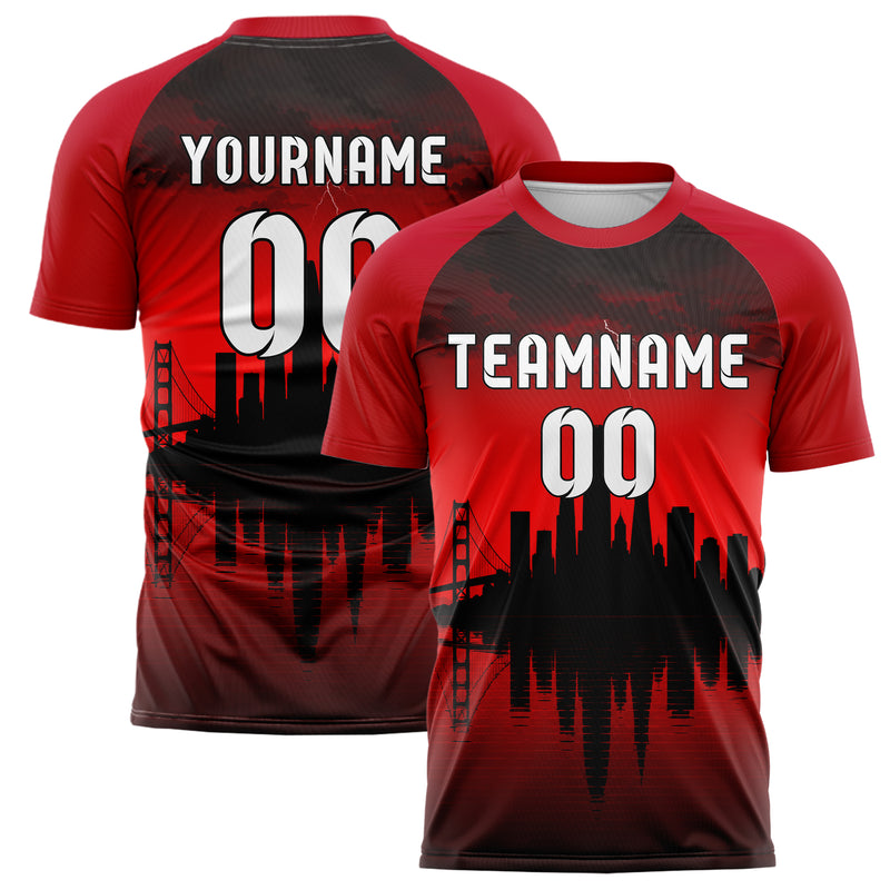 Schwarz San Francisco Skyline Design 15-0047 individuelles Fußballtrikot main