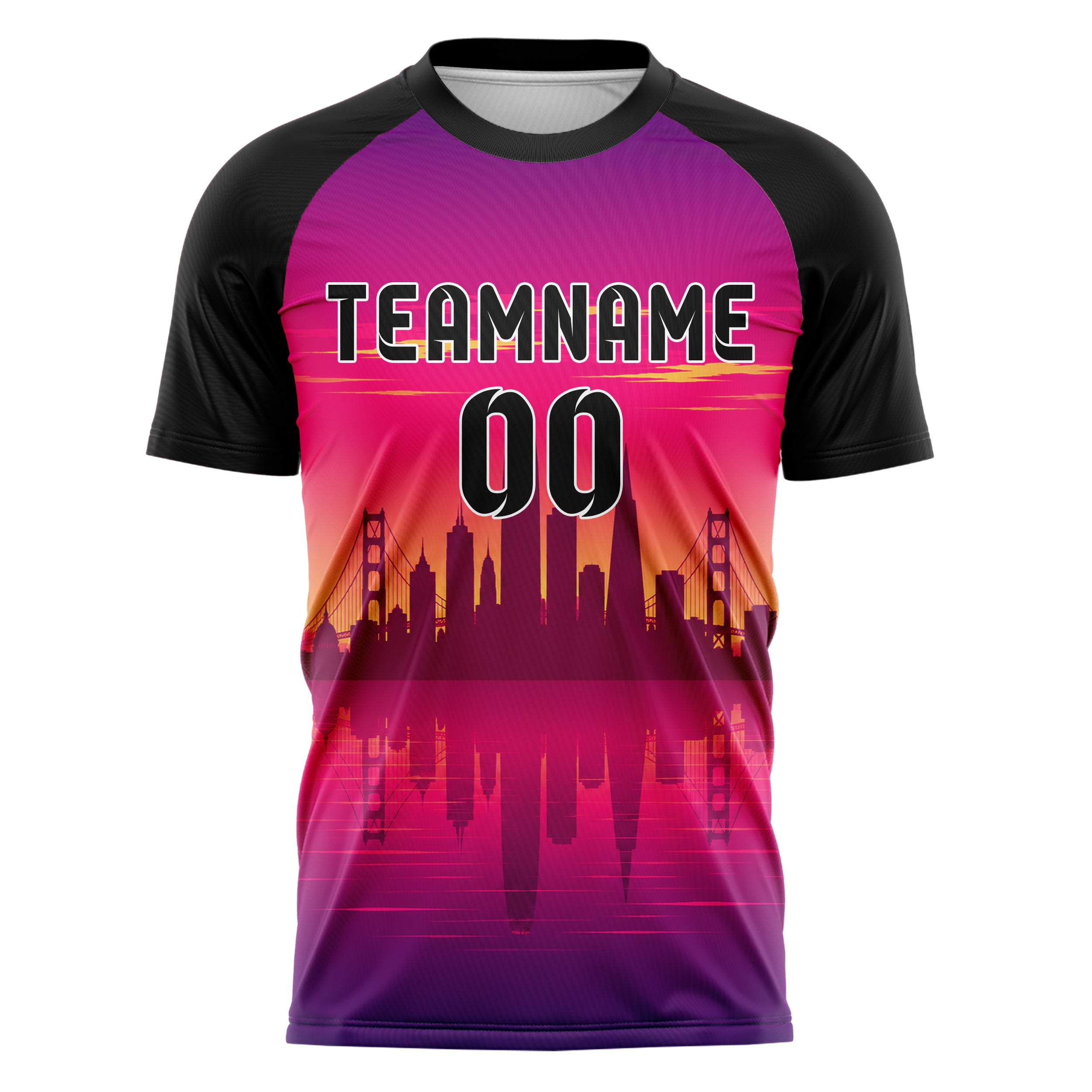 Hot Pink San Francisco Skyline Design 15-0041 individuelles Fußballtrikot front