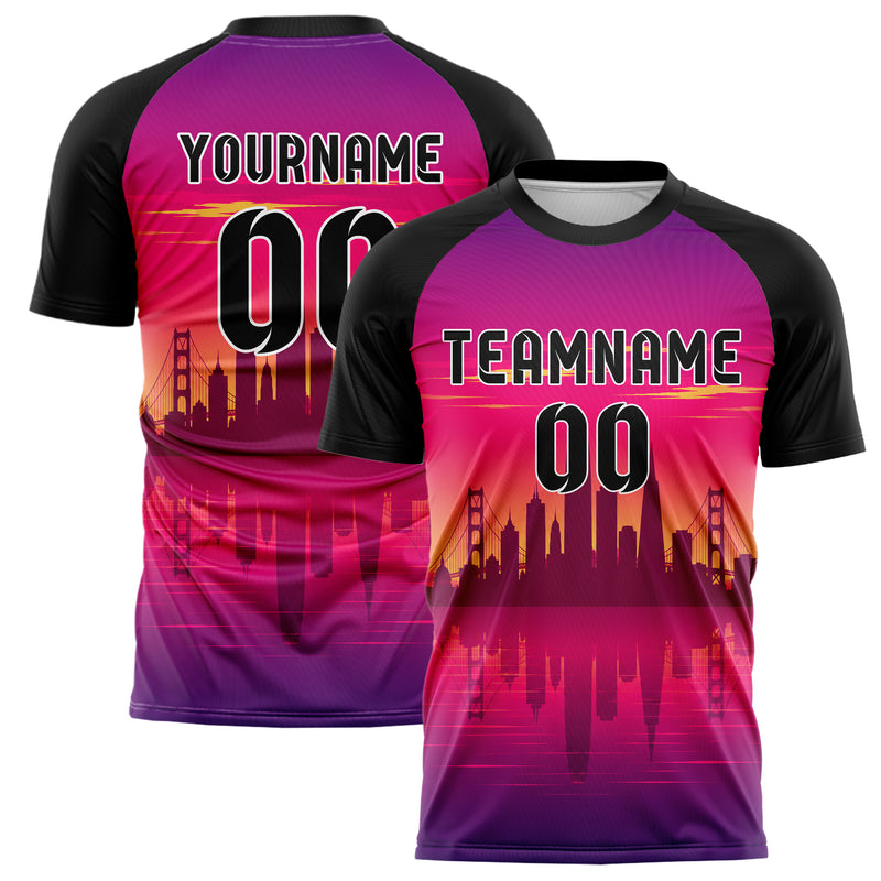 Hot Pink San Francisco Skyline Design 15-0041 individuelles Fußballtrikot main