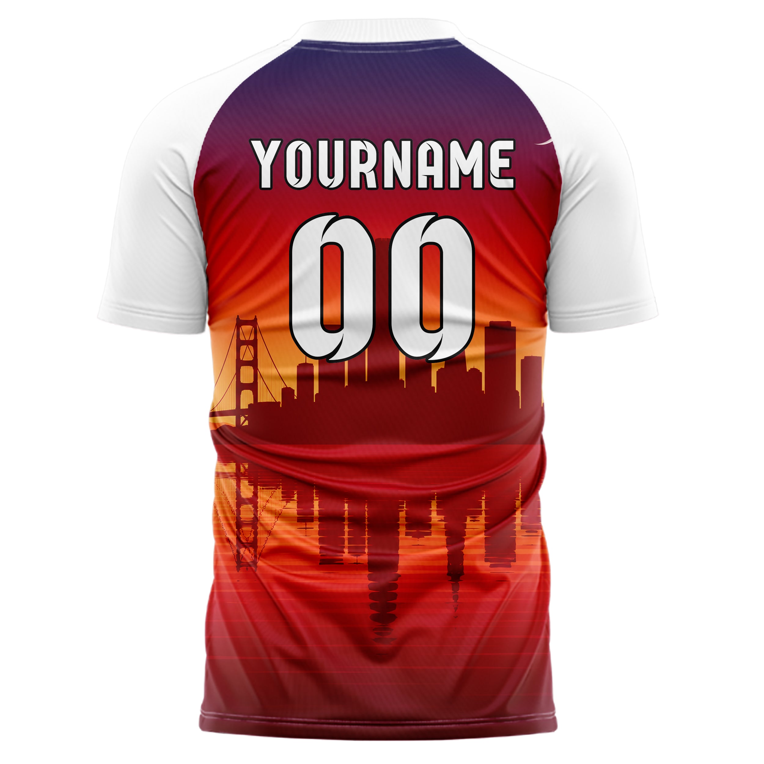 Rot San Francisco Skyline Design 15-0043 individuelles Fußballtrikot back
