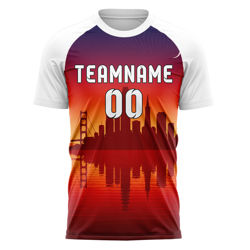 Rot San Francisco Skyline Design 15-0043 individuelles Fußballtrikot front