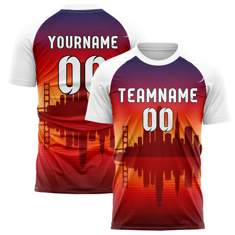 Rot San Francisco Skyline Design 15-0043 individuelles Fußballtrikot main