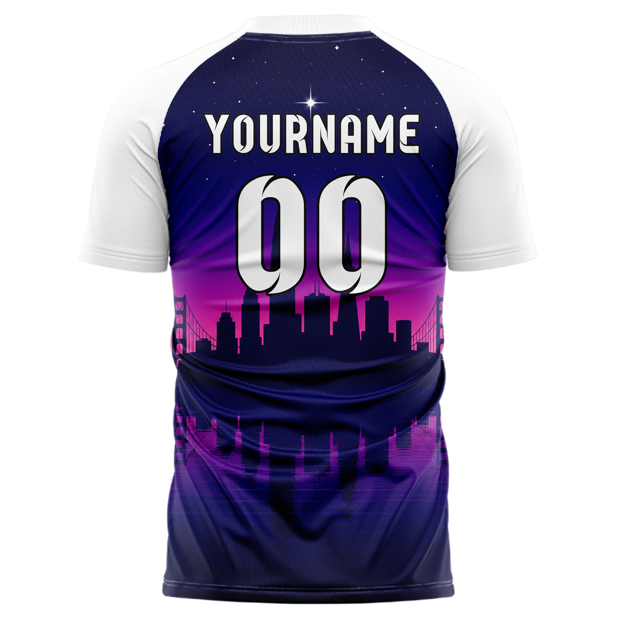 Marineblau San Francisco Skyline Design 15-0049 individuelles Fußballtrikot back