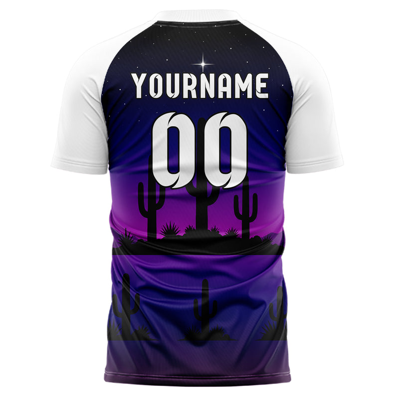 Schwarz Saguaro Desert Skyline Design 15-0478 individuelles Fußballtrikot back