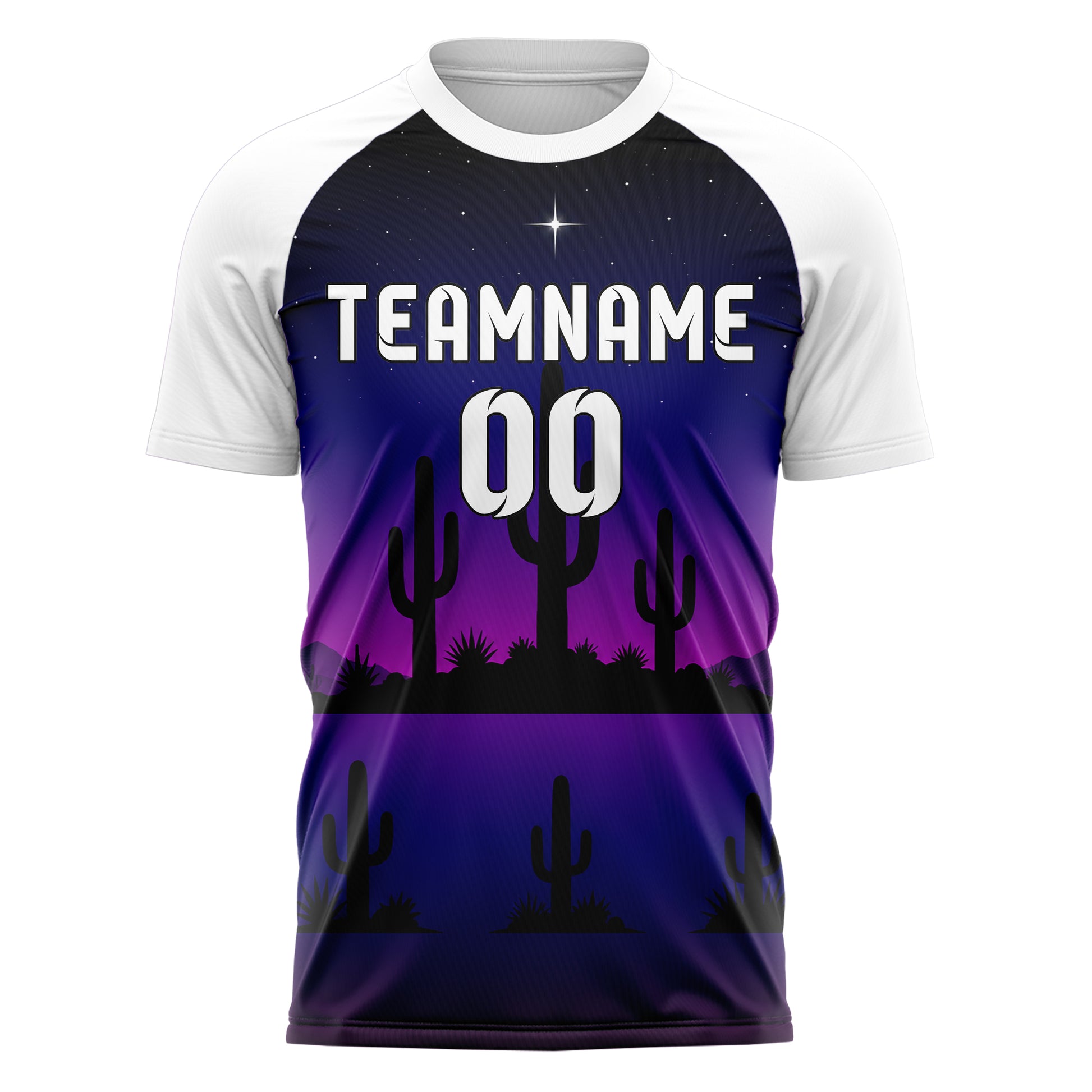 Schwarz Saguaro Desert Skyline Design 15-0478 individuelles Fußballtrikot front