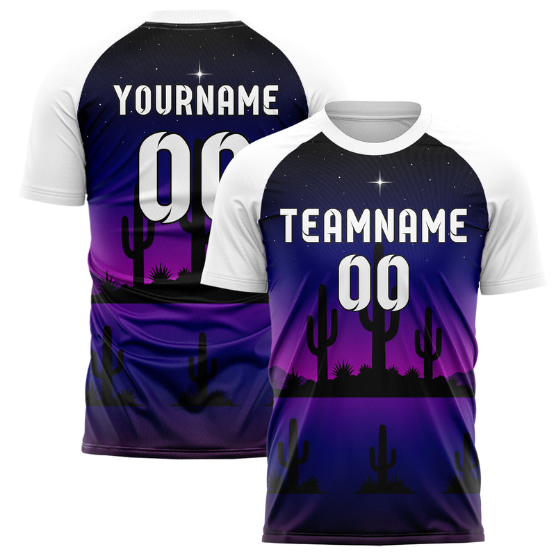Schwarz Saguaro Desert Skyline Design 15-0478 individuelles Fußballtrikot main