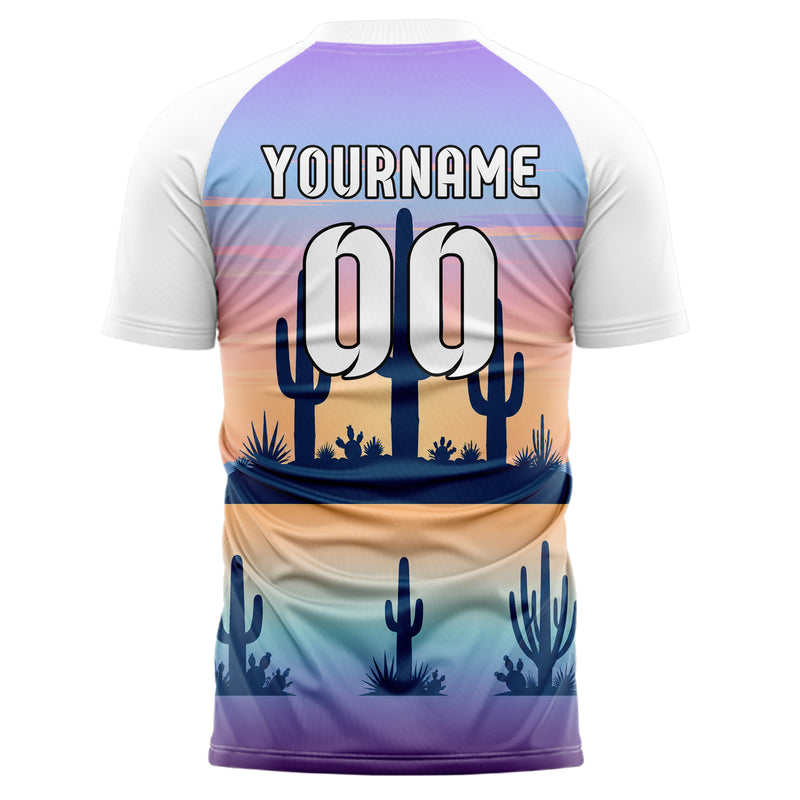 Hellblau Saguaro Desert Skyline Design 15-0474 individuelles Fußballtrikot back