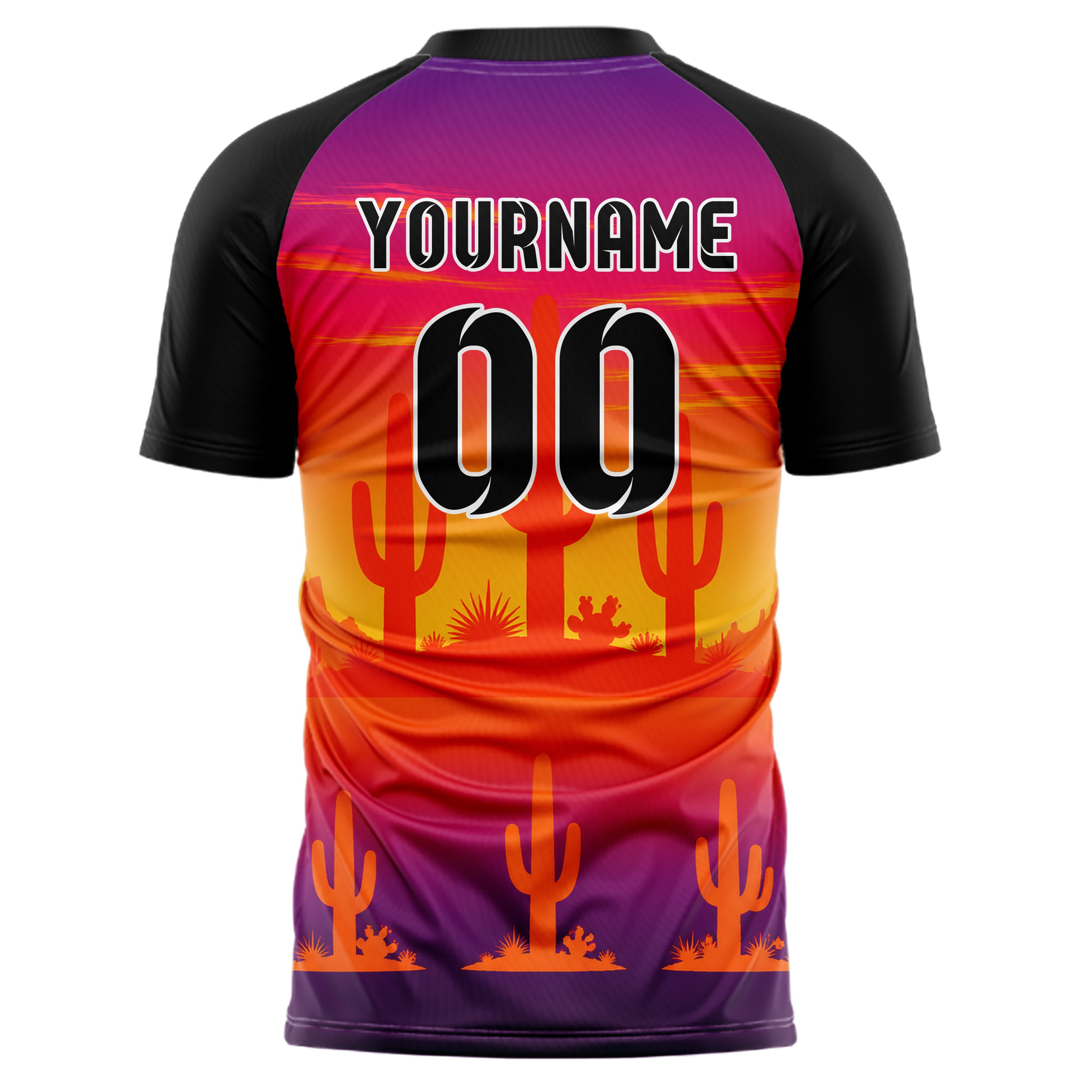Orange Saguaro Desert Skyline Design 15-0472 individuelles Fußballtrikot back