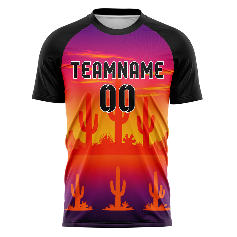 Orange Saguaro Desert Skyline Design 15-0472 individuelles Fußballtrikot front