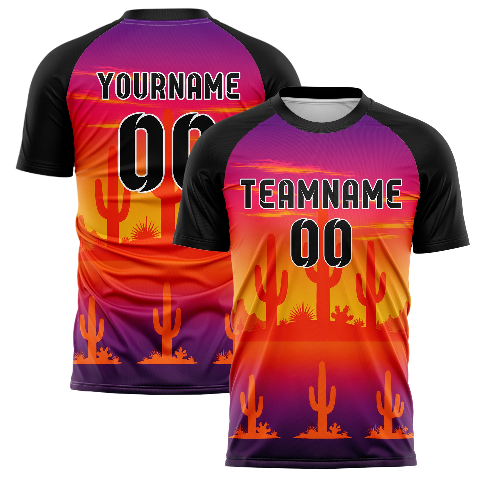 Orange Saguaro Desert Skyline Design 15-0472 individuelles Fußballtrikot main
