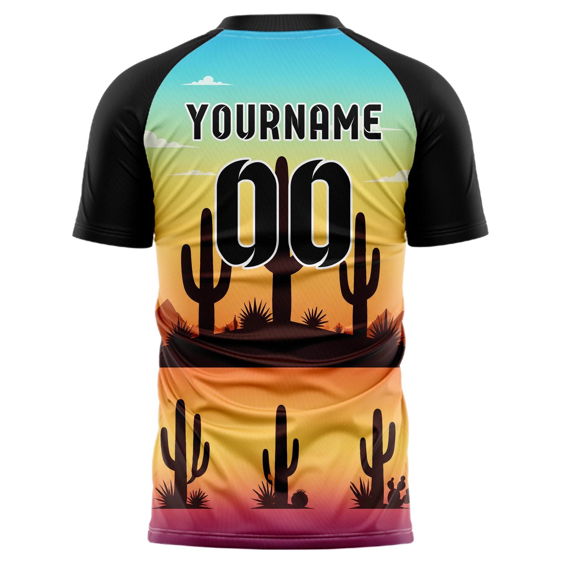 Gelb Saguaro Desert Skyline Design 15-0475 individuelles Fußballtrikot back