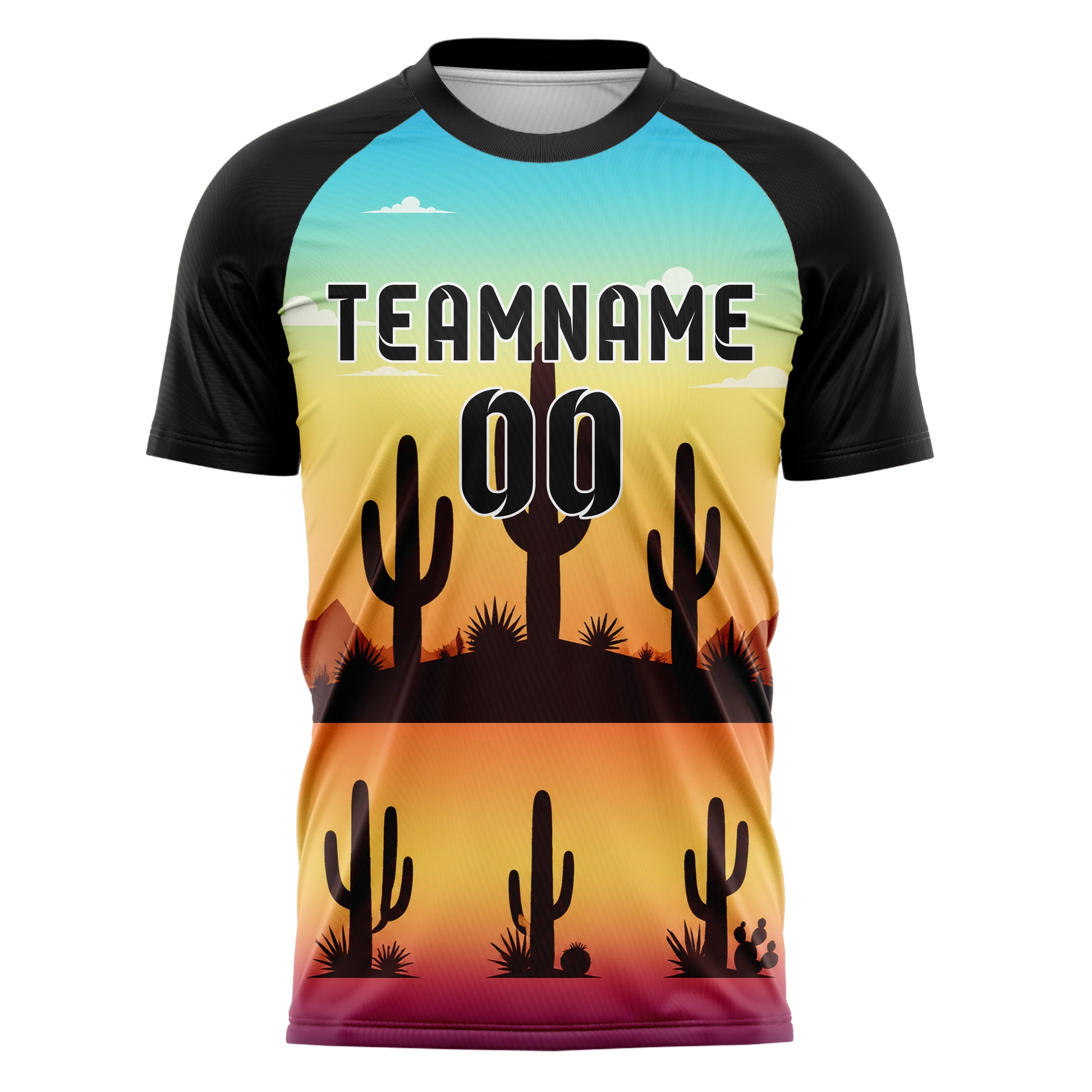 Gelb Saguaro Desert Skyline Design 15-0475 individuelles Fußballtrikot front