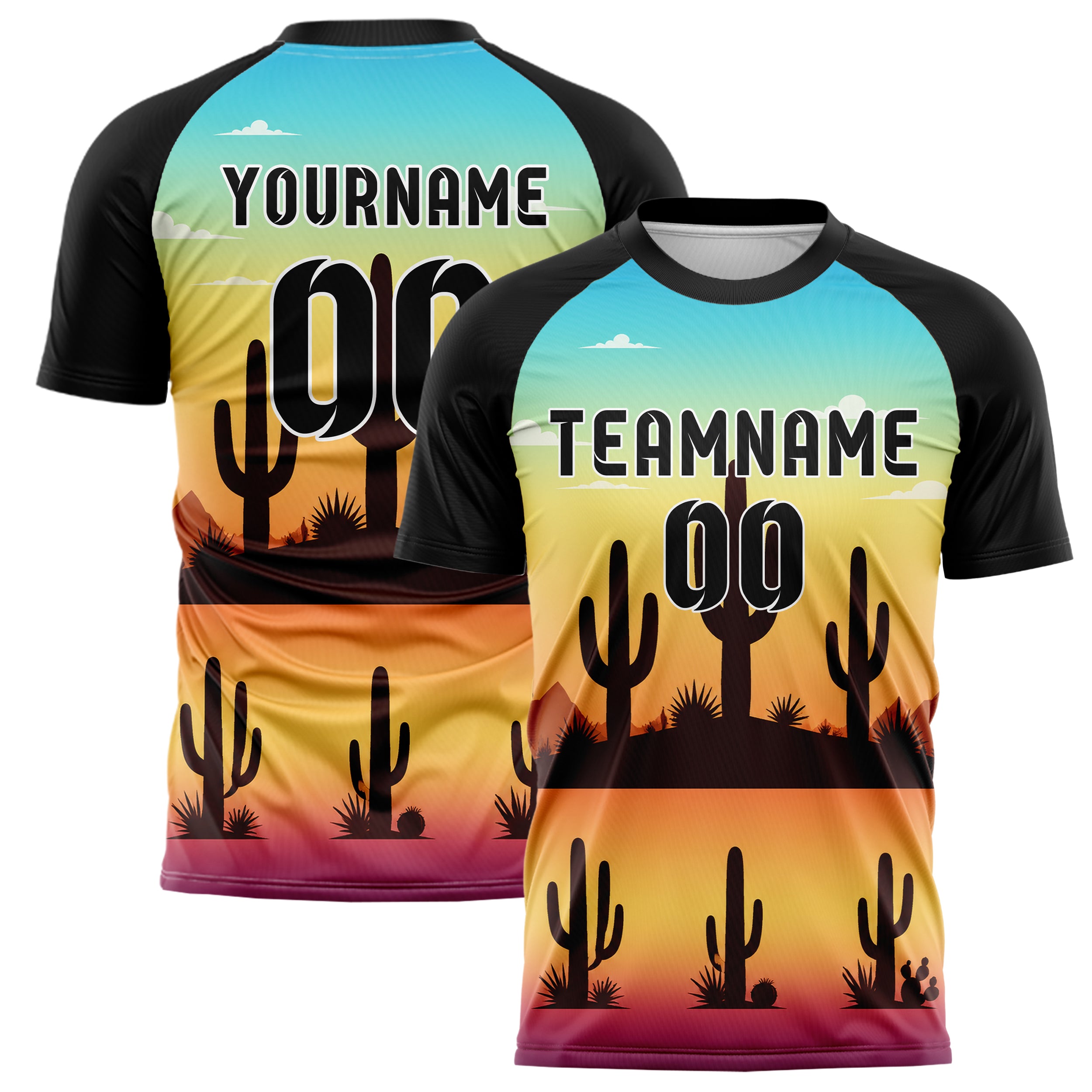 Gelb Saguaro Desert Skyline Design 15-0475 individuelles Fußballtrikot main